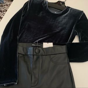NWT zZara faux leather black pants, size M